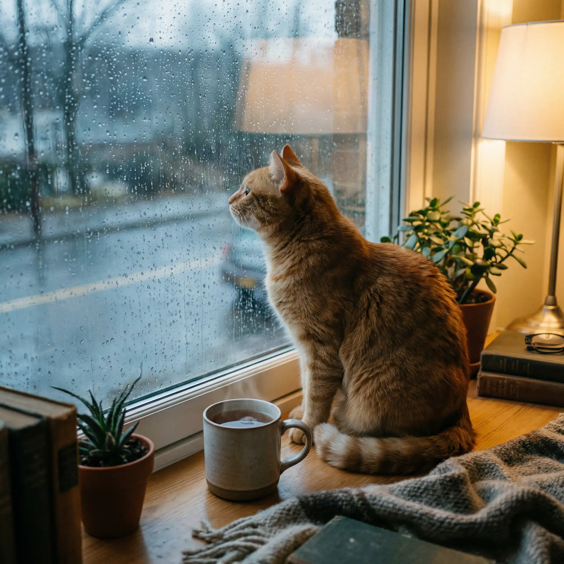 猫咪望着窗外的雨 - 小宋当家2
